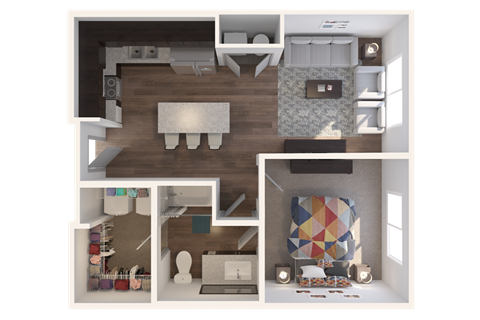 Lofts at Jefferson Station 1 Bedroom 1 Bath Floor Plan